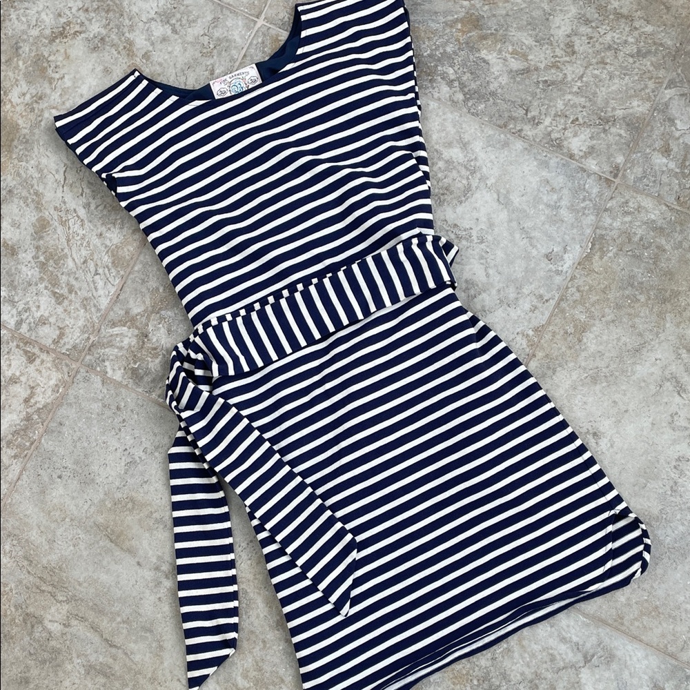 Bell Navy and White Striped Dress with Belt